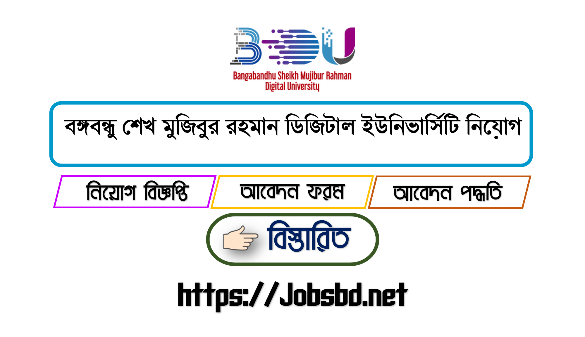 বঙ্গবন্ধু শেখ মুজিবুর রহমান ডিজিটাল ইউনিভার্সিটি নিয়োগ বিজ্ঞপ্তি ২০২৩ - BDU Job Circular 2023