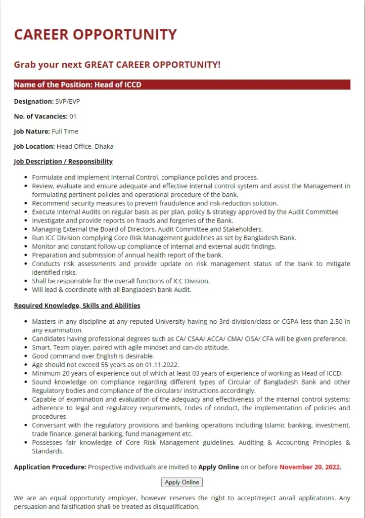 Standard Bank Limited Job Circular 1